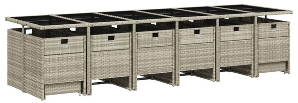 17 részes szürke polyrattan kerti étkezőgarnitúra párnákkal