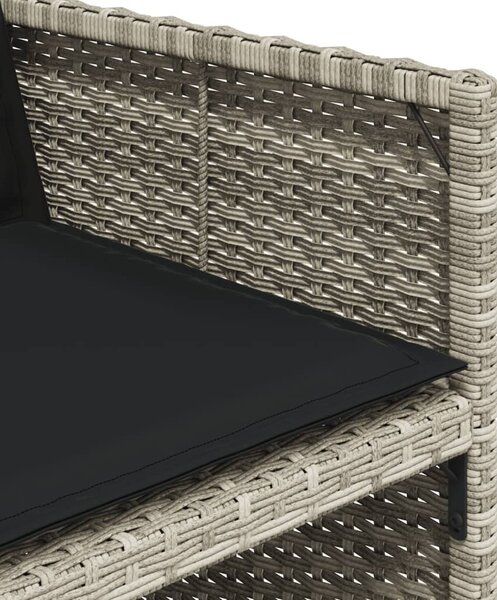 7 részes világosszürke polyrattan kerti étkezőszett párnával