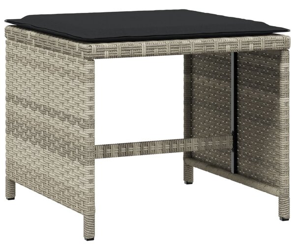 17 részes szürke polyrattan kerti étkezőgarnitúra párnákkal