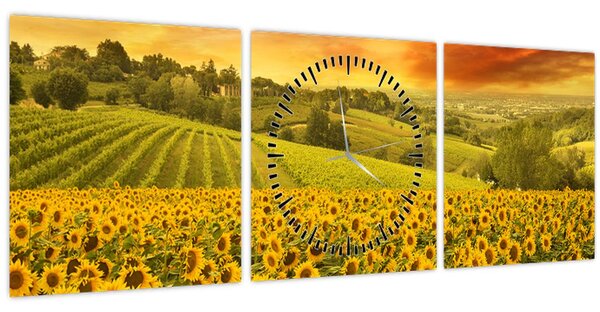Kép - Napraforgó mező (órával) (90x30 cm)
