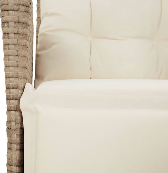 7 részes bézs polyrattan kerti étkezőgarnitúra párnákkal