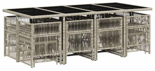 13 részes szürke polyrattan kerti étkezőgarnitúra párnákkal