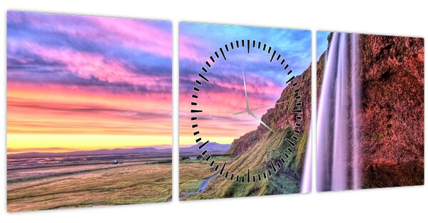Kép - Seljalandsfoss vízesés (órával) (90x30 cm)