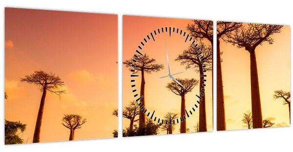 Kép - Naplemente a Baobab Alley-ben (órával) (90x30 cm)