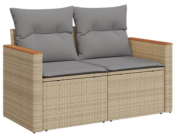 9 részes vegyes bézs polyrattan kerti ülőgarnitúra párnákkal
