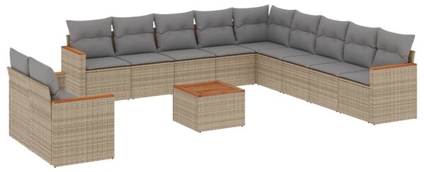 12 részes vegyes bézs polyrattan kerti ülőgarnitúra párnákkal
