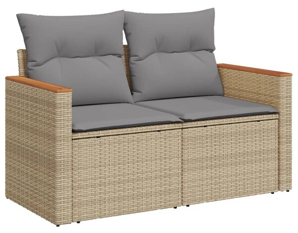 6 részes vegyes bézs polyrattan kerti ülőgarnitúra párnákkal