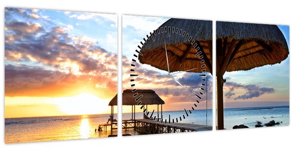 Kép - Naplemente Mauritiuson (órával) (90x30 cm)