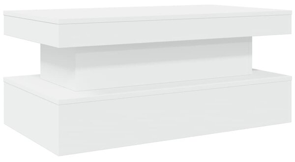 Fehér dohányzóasztal LED-lámpákkal 90x50x40 cm