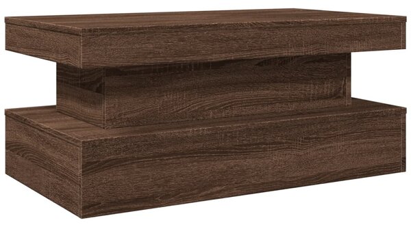 Barna tölgyszínű dohányzóasztal LED-lámpákkal 90x50x40 cm