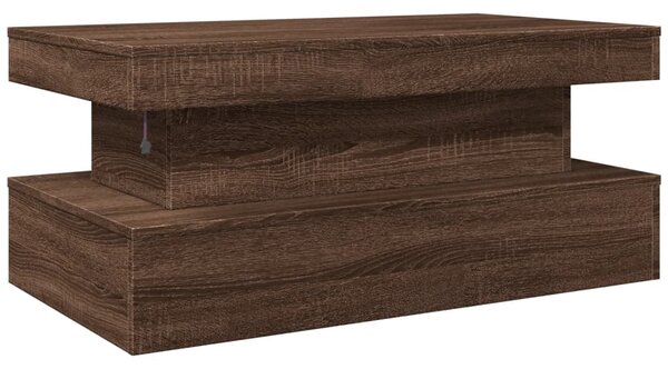 Barna tölgyszínű dohányzóasztal LED-lámpákkal 90x50x40 cm