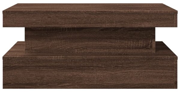 Barna tölgyszínű dohányzóasztal LED-lámpákkal 90x50x40 cm