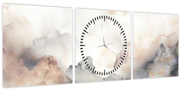 Kép - Hegyi absztrakció márvány textúrával (órával) (90x30 cm)