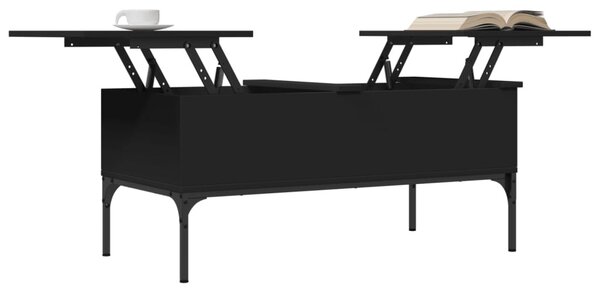 Fekete szerelt fa és fém dohányzóasztal 100 x 50 x 45 cm