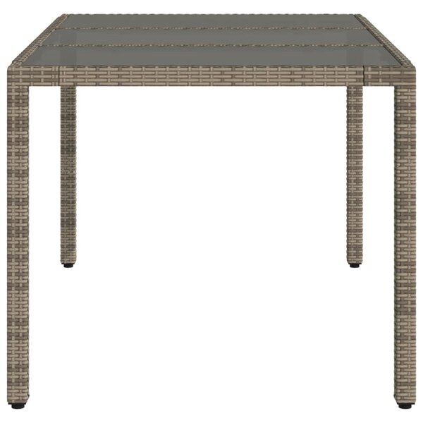 VidaXL szürke polyrattan üveglapos kerti asztal 150 x 90 x 75 cm