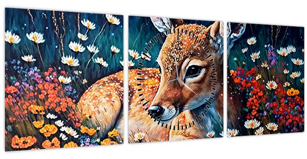 Kép - Festett szarvas (órával) (90x30 cm)