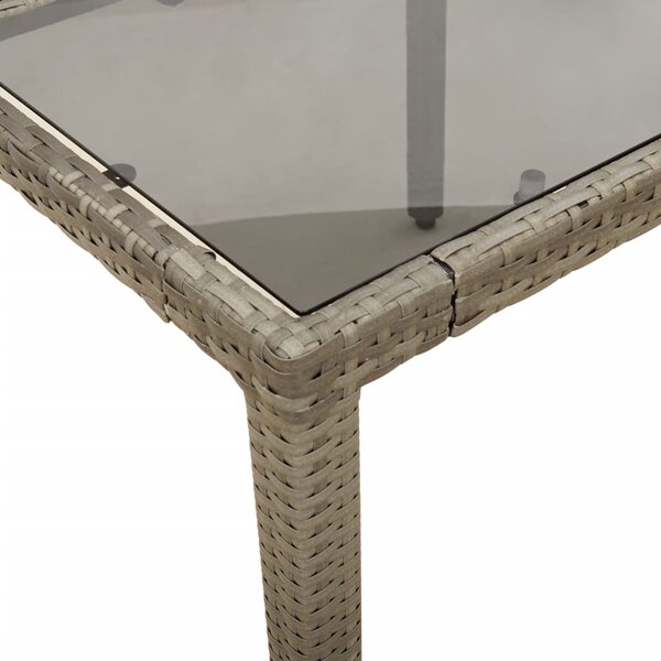 VidaXL szürke polyrattan üveglapos kerti asztal 150 x 90 x 75 cm