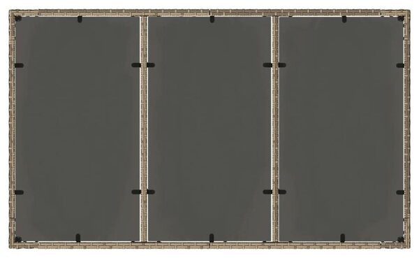 VidaXL szürke polyrattan üveglapos kerti asztal 150 x 90 x 75 cm