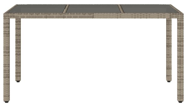 VidaXL szürke polyrattan üveglapos kerti asztal 150 x 90 x 75 cm