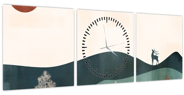 Kép - Illusztrált tájkép (órával) (90x30 cm)