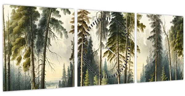 Kép - Szüreti táj az erdők (órával) (90x30 cm)