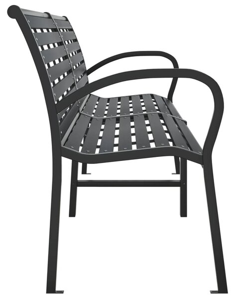 Fekete acél és WPC dupla kerti pad 231 cm