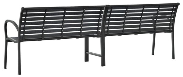 Fekete acél és WPC dupla kerti pad 231 cm