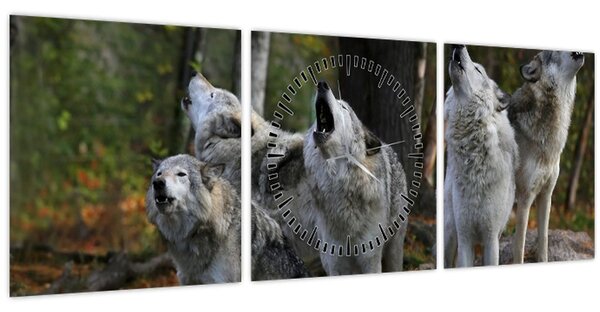 Kép - Farkasok a sziklán (órával) (90x30 cm)