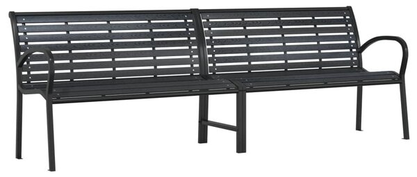 Fekete acél és WPC dupla kerti pad 231 cm