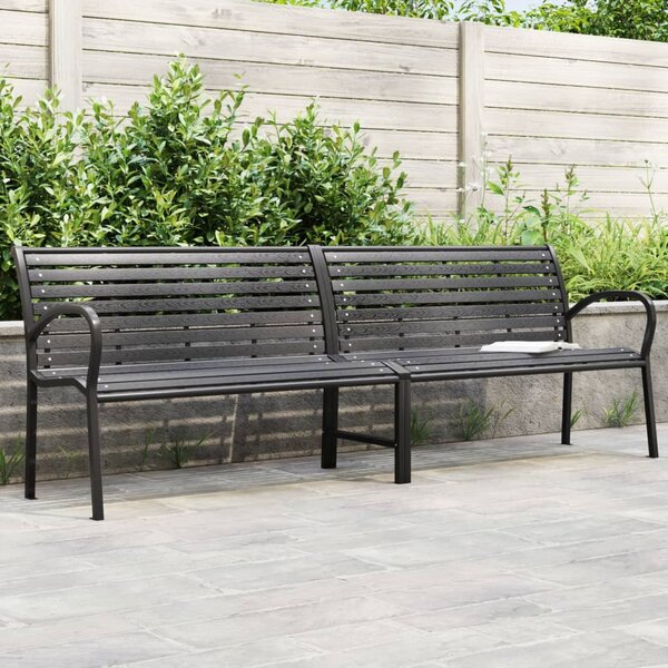 Fekete acél és WPC dupla kerti pad 231 cm
