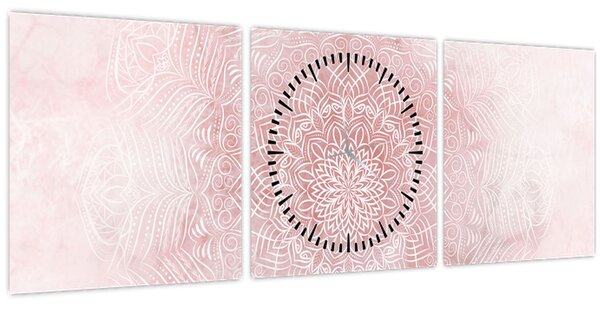 Kép - Rózsaszín mandala (órával) (90x30 cm)