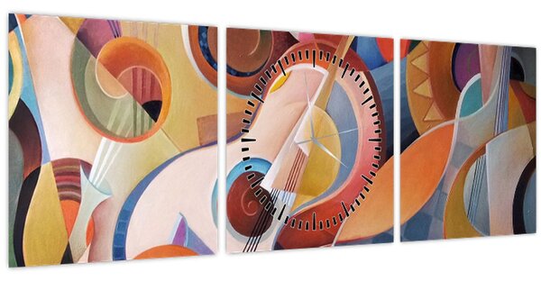 Kép - Zenei absztrakt (órával) (90x30 cm)
