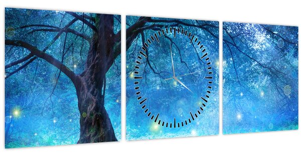 Kép - Misztikus erdő (órával) (90x30 cm)