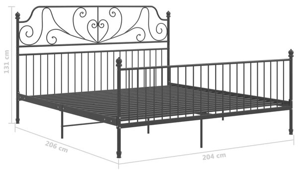 VidaXL fekete fém ágykeret 200 x 200 cm