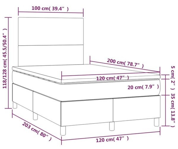 VidaXL Krémszínű Ágy Matraccal - 120x200 cm