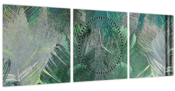 Kép - Beton textúra levelekkel (órával) (90x30 cm)