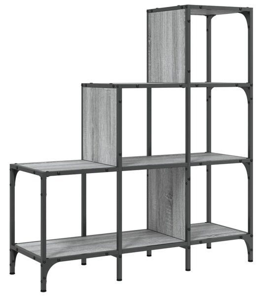 Szürke sonoma szerelt fa és fém könyvszekrény 92 x 30 x 102 cm