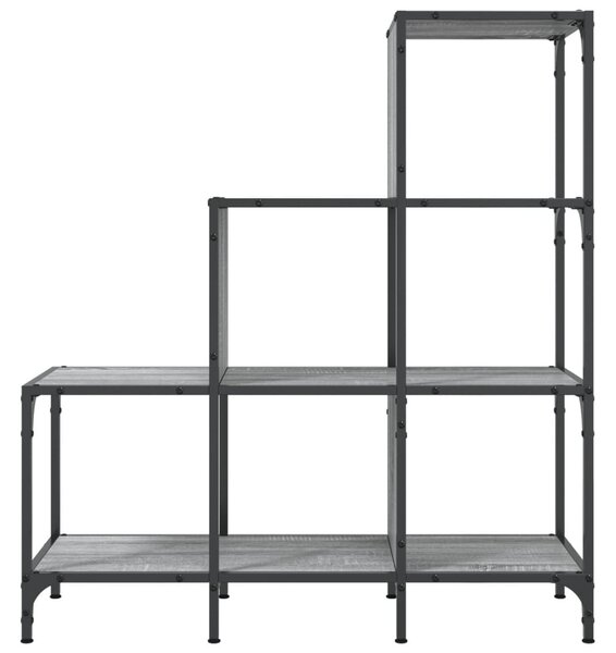 Szürke sonoma szerelt fa és fém könyvszekrény 92 x 30 x 102 cm