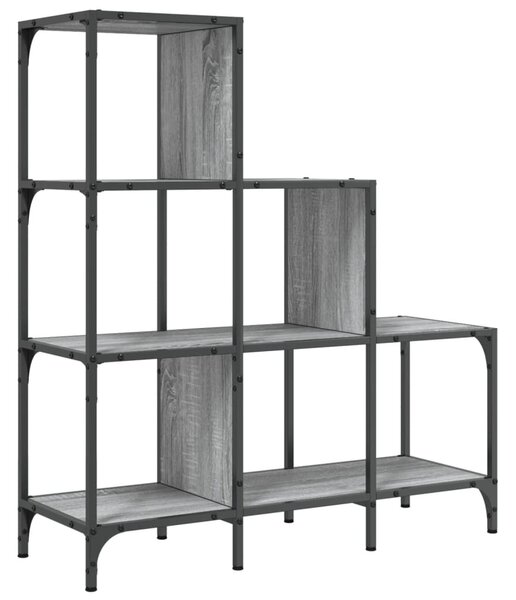 Szürke sonoma szerelt fa és fém könyvszekrény 92 x 30 x 102 cm