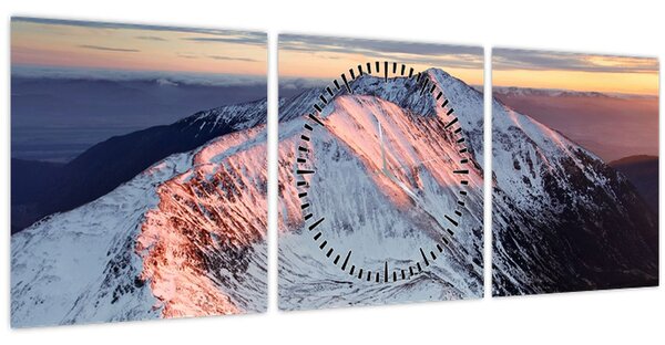 Kép - Téli hegyi panoráma II. (órával) (90x30 cm)