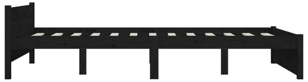 VidaXL Fekete Tömörfa Ágykeret - 135x190 cm