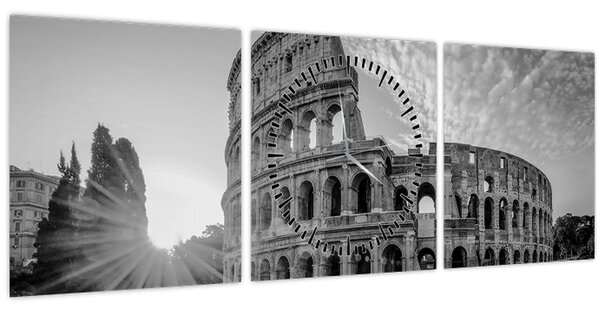 Kép - Colosseum Rómában, fekete-fehér (órával) (90x30 cm)