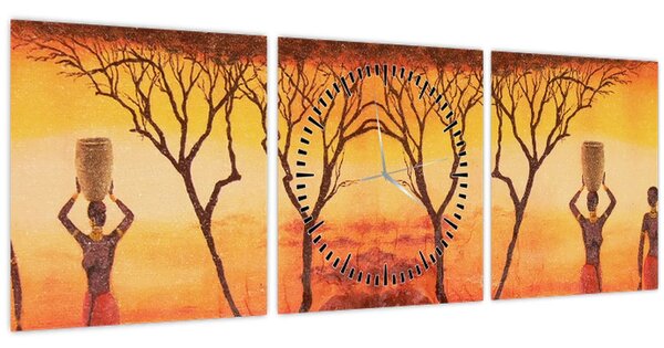 Kép - afrikai szavanna (órával) (90x30 cm)