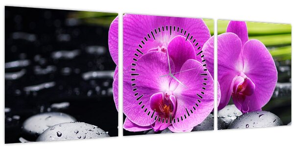 Kép - Orchideák (órával) (90x30 cm)