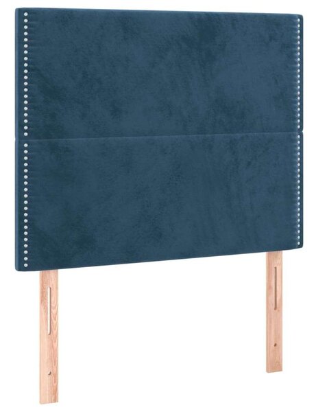 VidaXL sötétkék bársony rugós ágy matraccal 120 x 200 cm