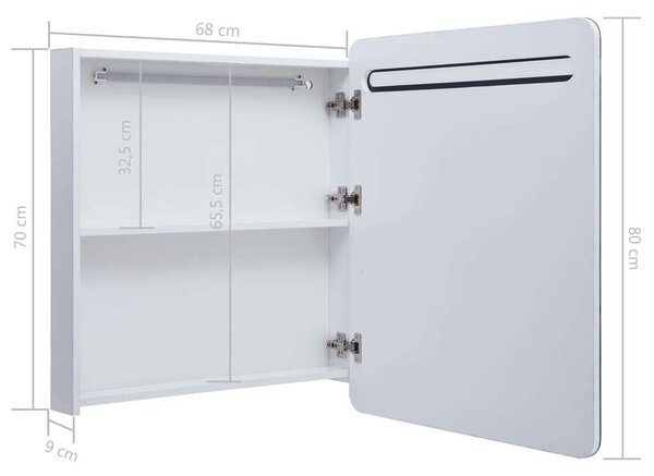 VidaXL LED Tükrös Szekrény - 68x80 cm