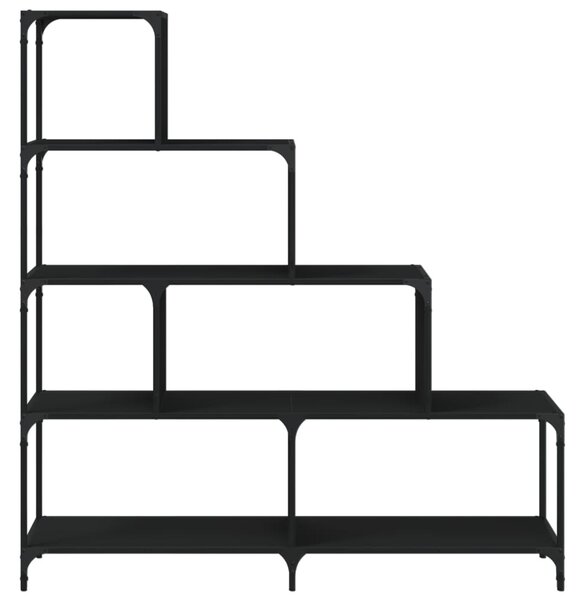 4 szintes fekete szerelt fa könyvespolc 139x33,5x149 cm