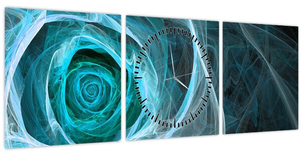 Kép - Absztrakt rózsaszín kék fekete háttérrel (órával) (90x30 cm)