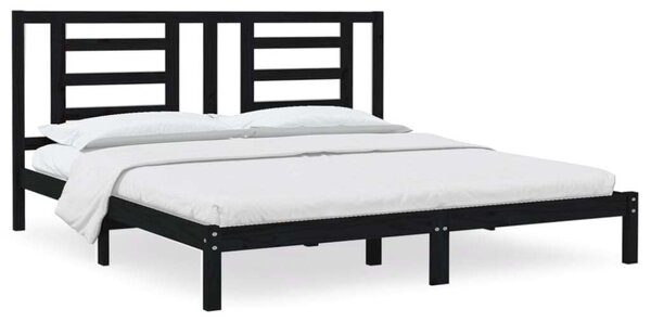 VidaXL Fekete Fenyőfa Ágykeret 200x200 cm