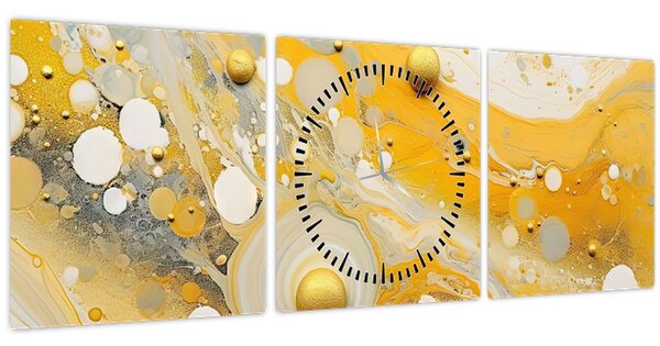 Kép - Absztrakt háttér arany díszítéssel (órával) (90x30 cm)